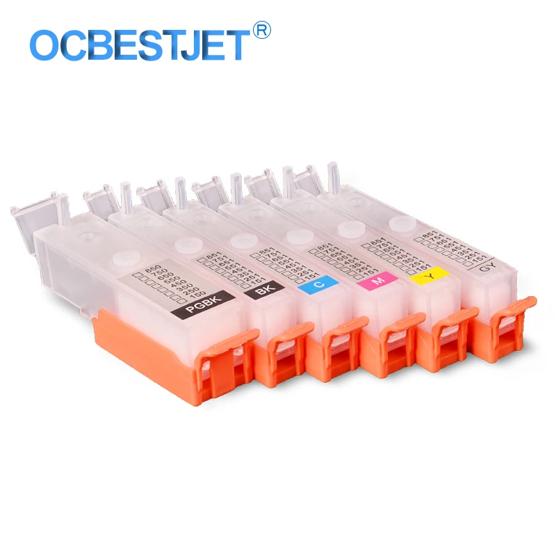 6Colors/Set For Canon PGI 650 CLI 651 Empty Refillable Ink Cartridge With ARC Chip For Canon