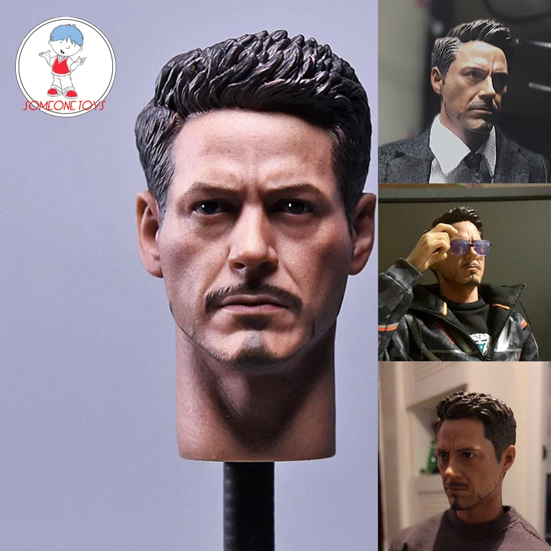 

1/6 Scale Civil War Tony Stark Head Sculpt For Hot Toys Figure Body