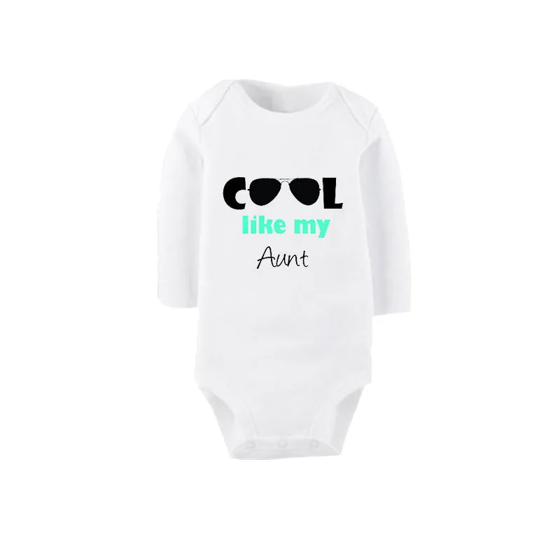 

Culbutomind Cool Like My Aunt Print Unisex Baby Romper Long Sleeve Cotton Infant Newborn Creeper Playsuit Jumpsuit Baby Shower G