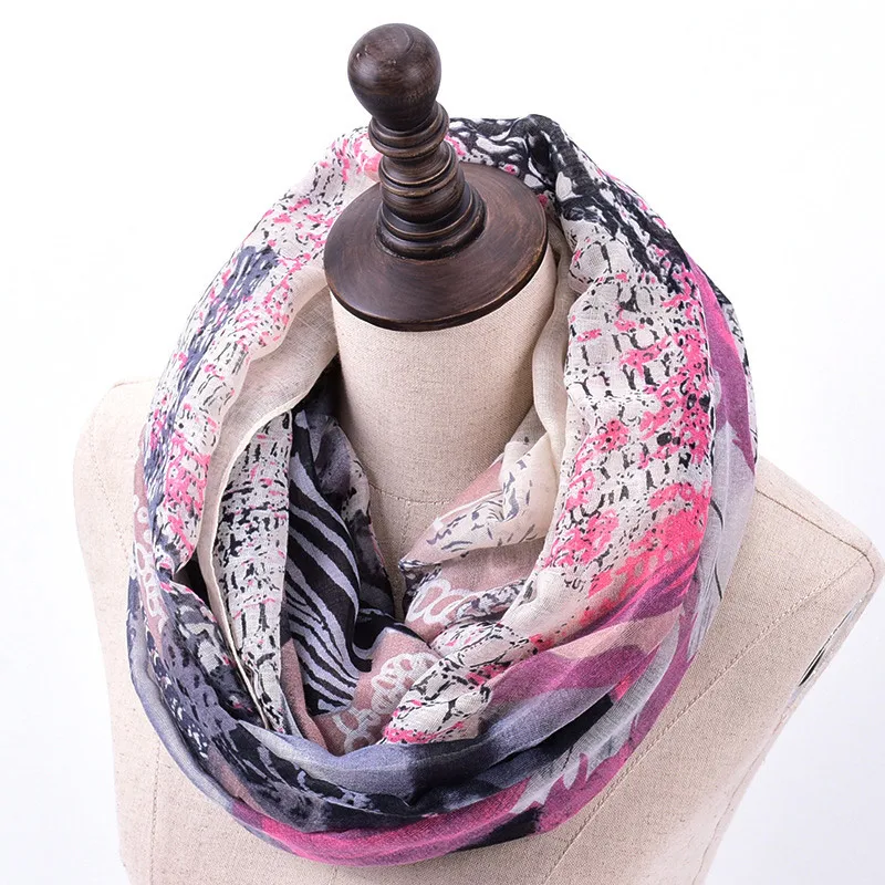 Люксовый бренд Для женщин Мода звено цепи цветочным узором Бесконечность Обёрточная бумага шеи шарф на зиму, теплый, для женщин легкие