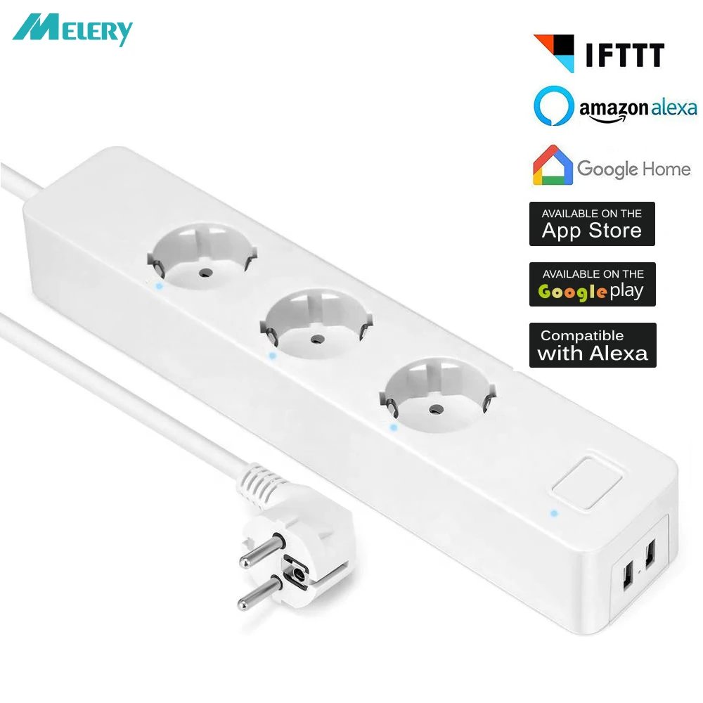 

Wifi Smart Power Strip Surge Protector 3 AC EU Plug Socket with USB Outelts Homekit Work with Amazon Alexa Echo Google Home IFFT