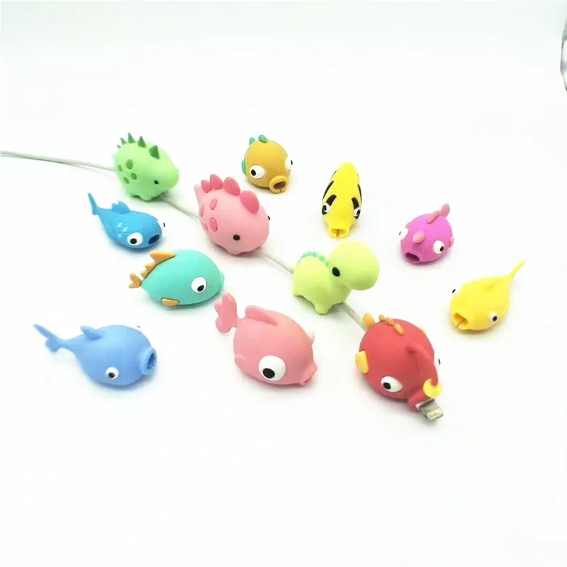 

Cartoon Fish Animals Cable Protector Data Line Cord Protector Protective Cable Winder Cover For iPhone USB Charging Cable