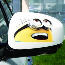 2pcs/set Car Sticker Despicable Me Minions Cute Funny Cartoon Glue Rearview Mirror Sticker Car Decal Cover Waterproof