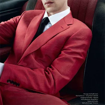 

Latest Design Red Men Suit Custom Made 2Pieces Groom Tuxedos Bridegroom Suits Groomsman Blazer For Man (Jacket+Pant+Tie)