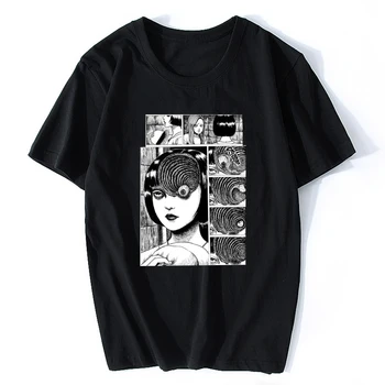 

Uzumaki Cotton T Shirt Men Junji Ito Tees Horror Manga Tomie Tshirt Men Short Anime Japanese T-Shirt Men's Clothes Designs