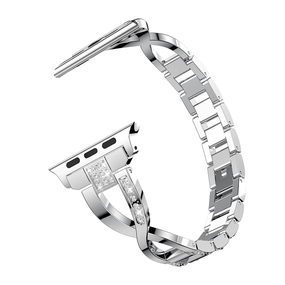 Роскошные Стразы ремешок для Apple Watch SE Band 40 мм/44 мм/38 мм/42 мм металлический браслет