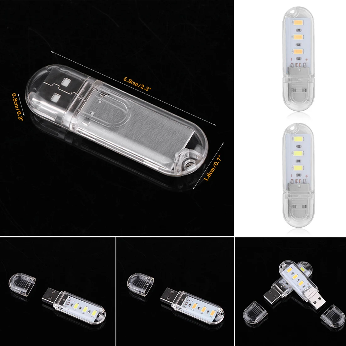 1 шт. 3 светодиодных USB ночник брелок настольная лампа для чтения Кемпинг книжная