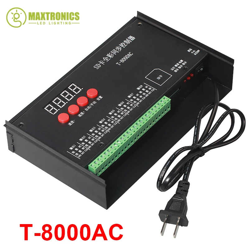 Высокое качество T8000 AC110-240V SD карты пикселей контроллер для WS2801 WS2811 LPD8806 Макс 8192 пикселей DC5V