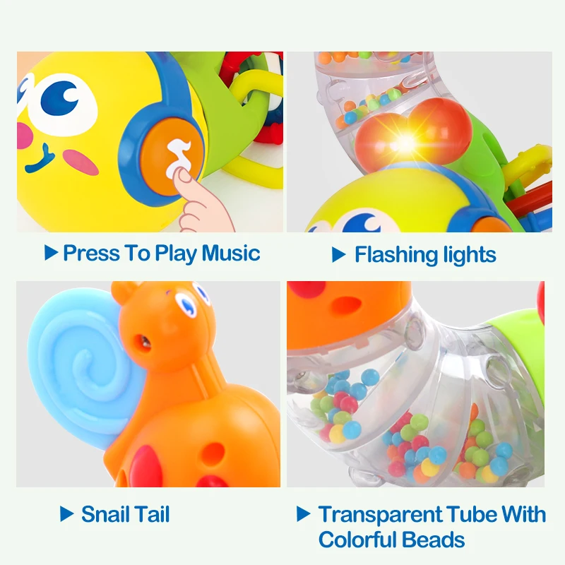 Free Shipping Huile Toys 917 Transformable & Musical Twisting Worm animal rattles and belt teethers rotating baby toys 