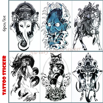 

Nu-TATY Indian elephant god Temporary Tattoo Body Art, 12*20cm Flash Tattoo Stickers, Waterproof Fake Tatoo Henna