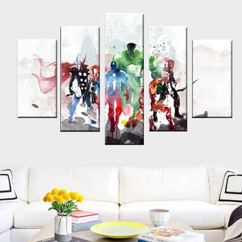 

Comic Movie Star Hulk American Superhero Avengers Movie Poster Print 5 Panel Wall Art Abstract Oil Painting Canvas