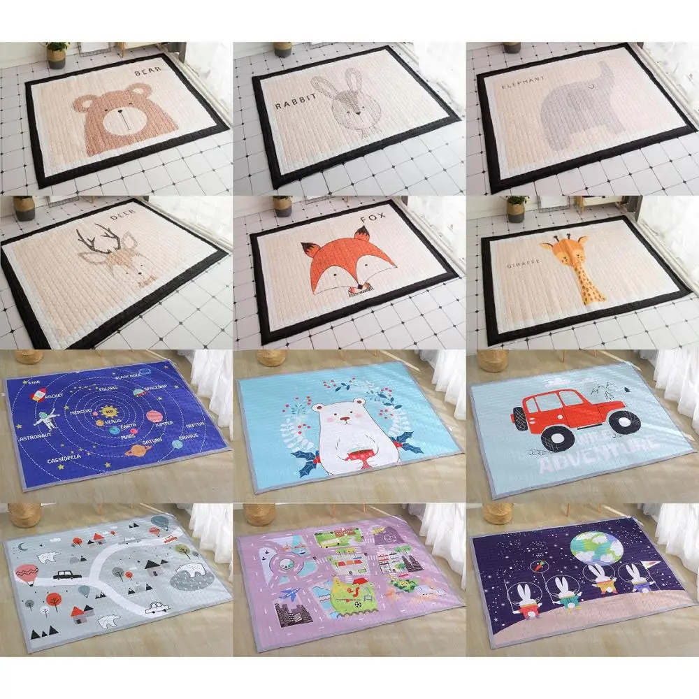Cute Animals Fox Giraffe Deer Elephant Baby Nonskid Play Mats Crawling Carpet Rug Carpet Kids Room Decor Mat Nordic Style Toys