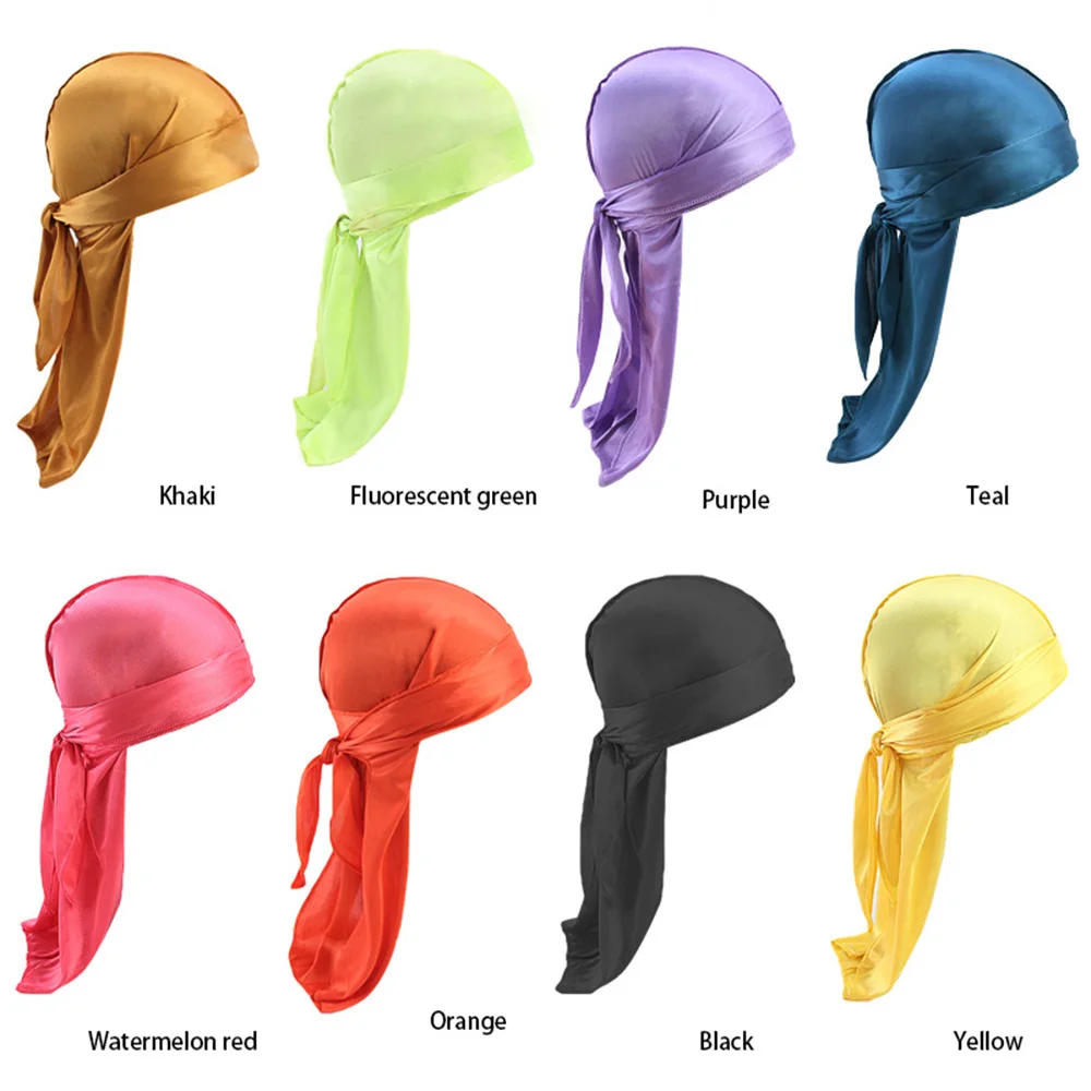 Solid-Color-Durag-Fashion-Women-Men-Silky-Durags-Hip-Hop-Cap-Hair-Head-Wrap-Doo-Rag