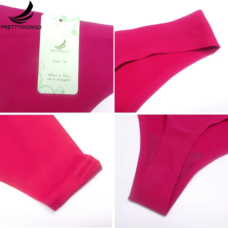Prettywowgo 6 pcs/lot Seamless Underwear 2019 New Arrival Women 6 Color G String Seamless Thong Panties M L XL XXL 7288