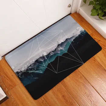 

Pretty Geometry Forest Landscape Mats Striped Clouds Entry Hallway Door Rugs Decoration Child Room Carpets Coral Fleece 40-60 cm