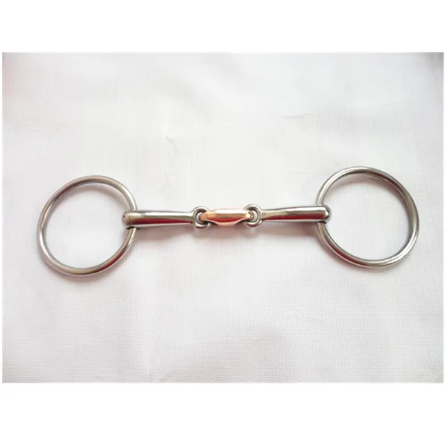 Horse Product Stainless Steel Ring Snaffle Bit  Horse Bit  Horses Equipment Horse Snaffle Bits With Elliptical Copper Link 3