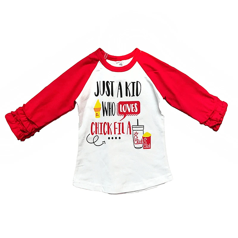 

Just A Kid Who Loves Chick Print Christmas Baby Girl T Shirt Lovely Ruffle Sleeve T Shirt Tops Christmas Baby Girl Clothes