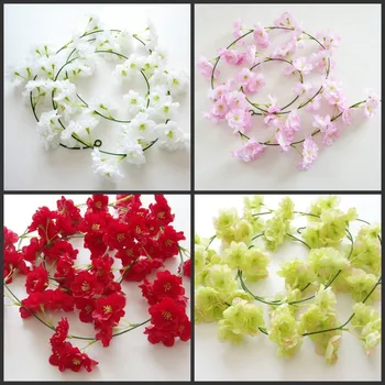 

2M long Artificial Cherry Blossom Silk Flower Vine Wall Hanging Wisteria For Home and Wedding Decorations