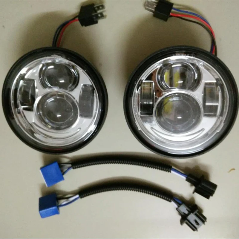 Pair Motors Headlight Fat Bob LED Driving Lamp 5 inch Motorcycle High  Low Beam Headlight for Harley Dyna Fat Bob (7)