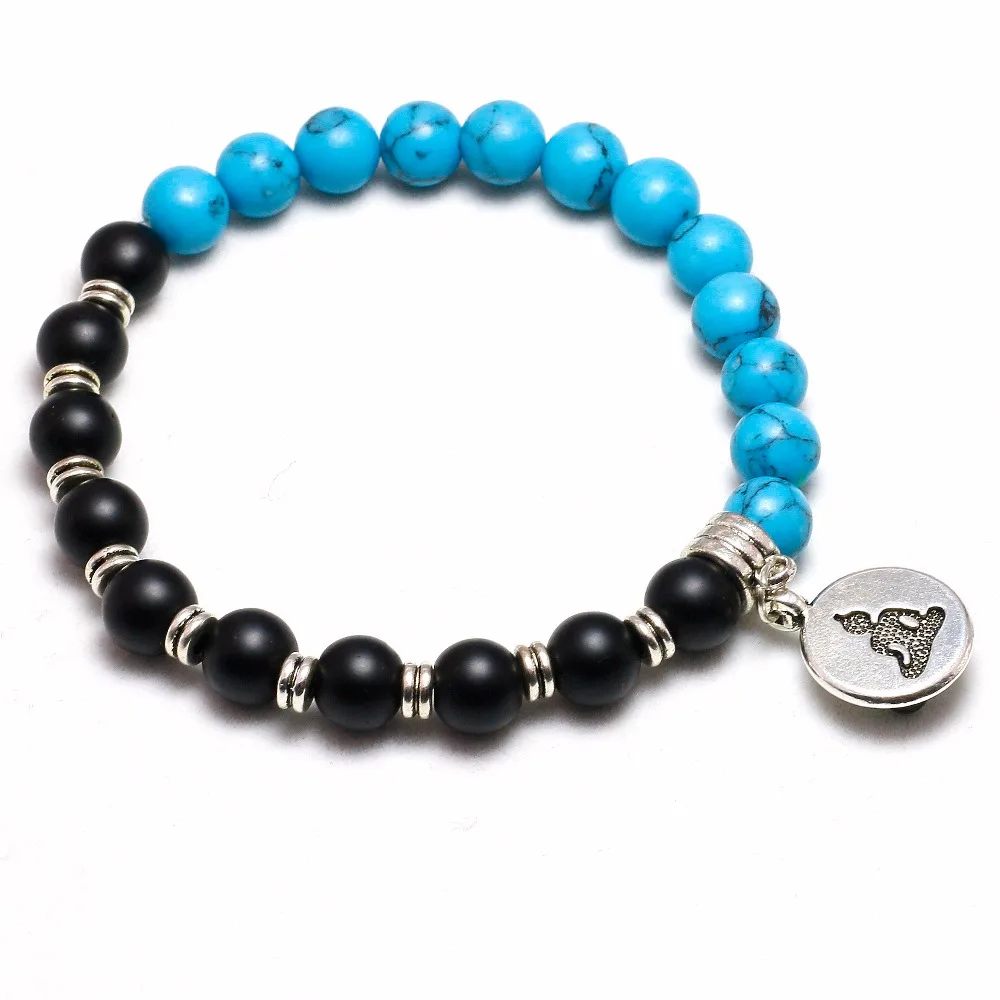 Золотая подвеска Будды камень черный матовый оникс с браслетом Howlite эластичные