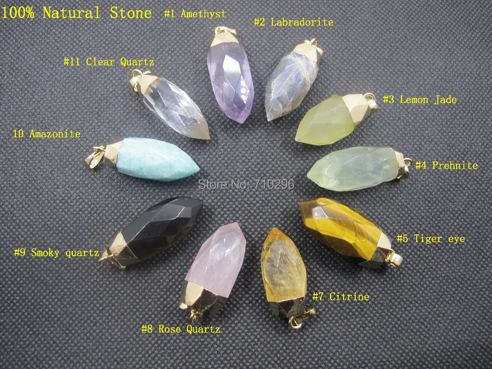 

Natural Quartz Faceted Bullet Healing Point Reiki Chakra Gems Stone Pendant For Necklace 10pcs/lot