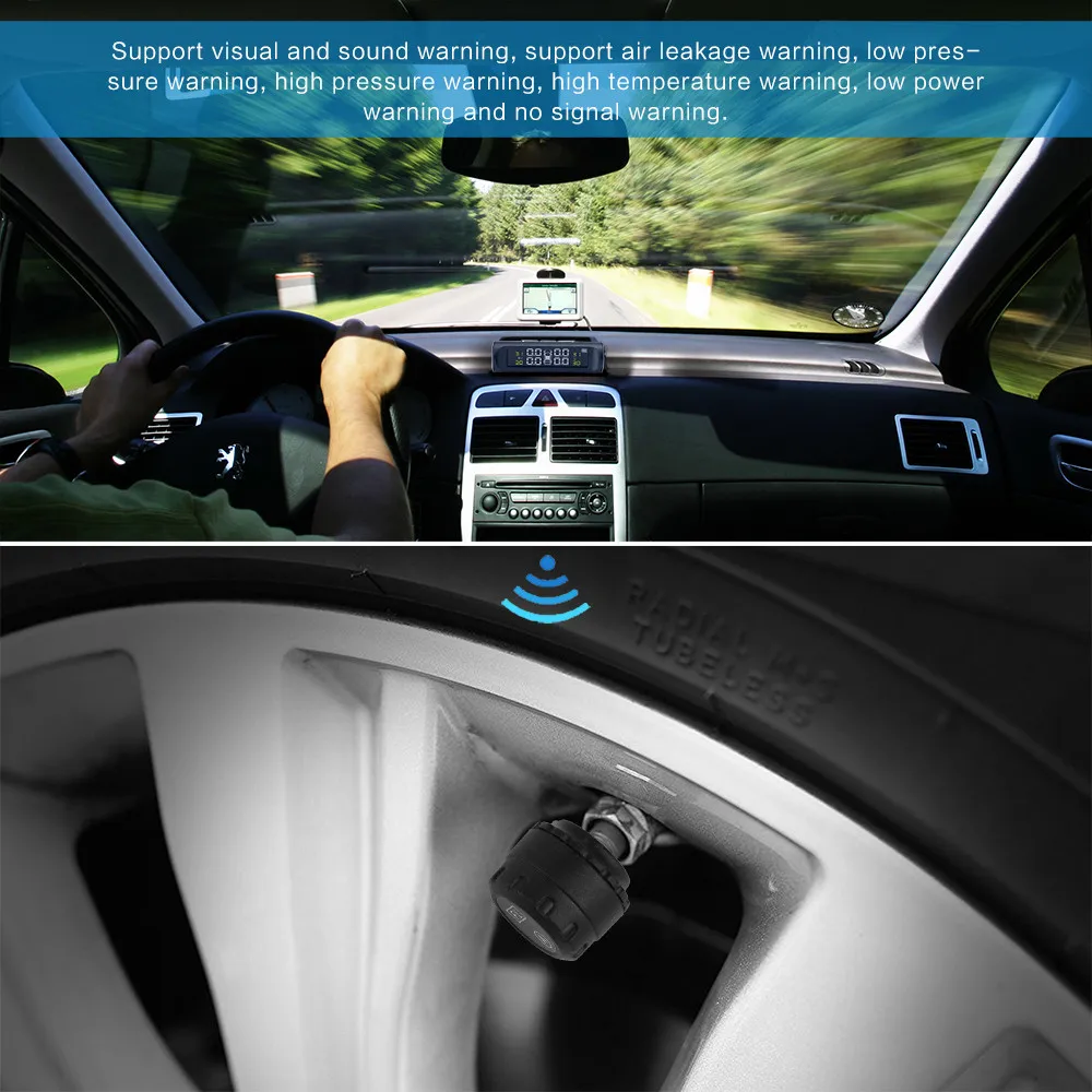 ONEVER TPMS автомобильных шин Давление мониторинга Системы солнечной энергии ЖК