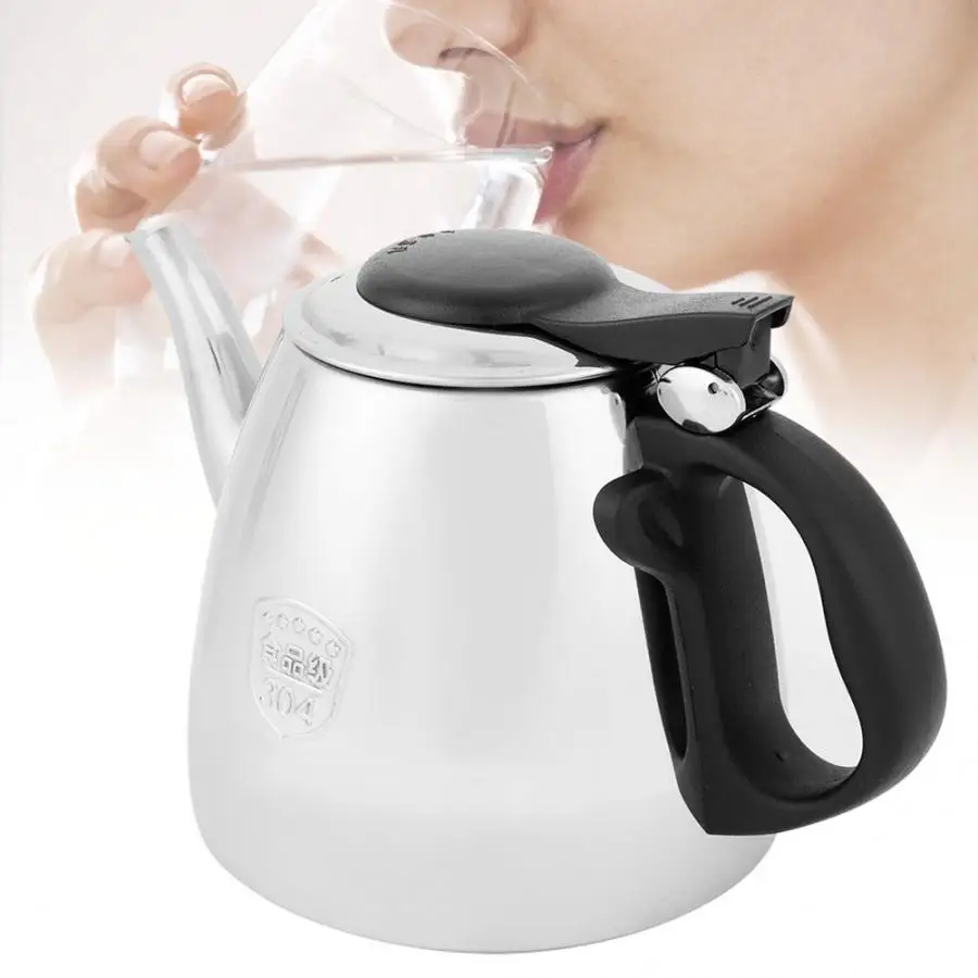 

304 Stainless Steel Flat Bottom Water Kettle 1.2L Boiling Water Pot Work on Induction Stovetop Kitchen Tools Wholesale