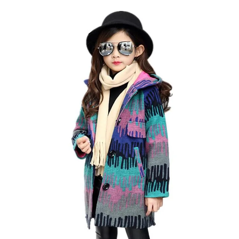 

fashion long hooded jacket for girls winter warm coat girl outerwear teenage girls clothing 4-12T kids clothes new year 2018