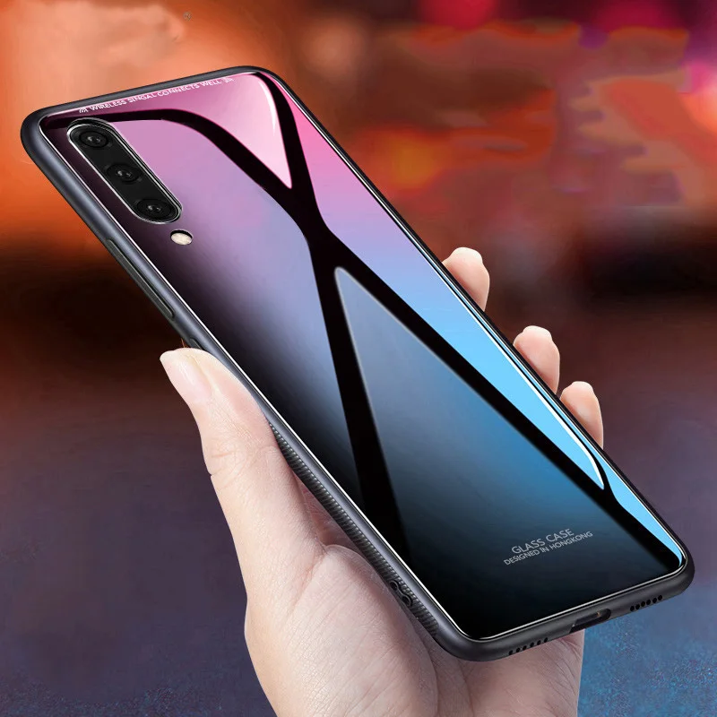 

Glass Case on For Samsung A50 Case Glossy Tempered Glass Silicone Frame Hard Back Cover For Samsung Galaxy A50 A30 Case Fundas