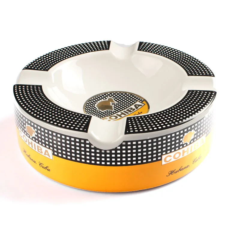 COHIBA Large Size Cigar Smoking Ashtray Round Exquisite Ceramic Gadget