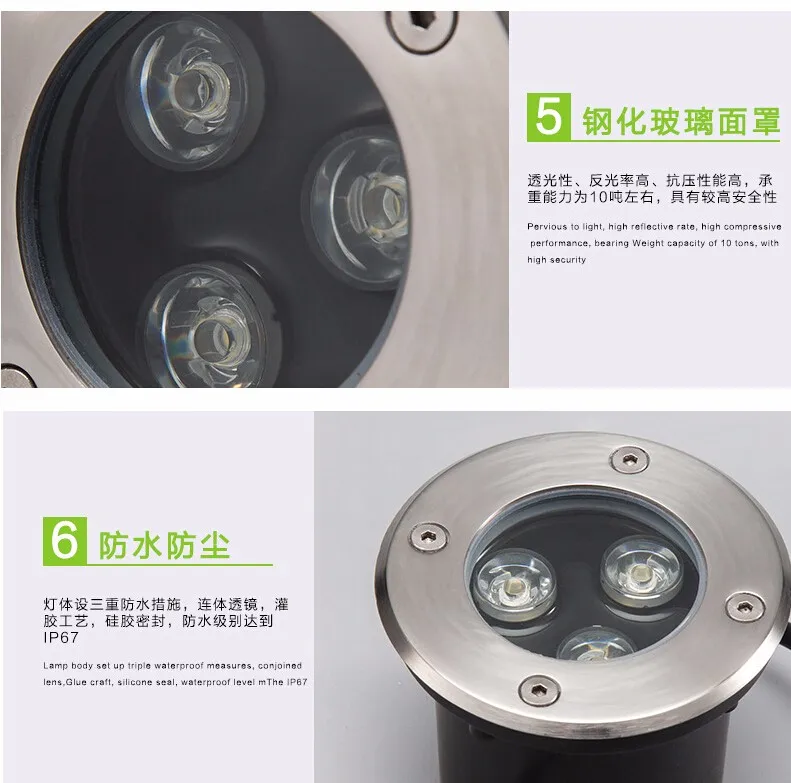 Conduziu a Lâmpada Subterrânea ao ar Livre à Prova Lote 9w d' Água Led Spot Piso Quintal Jardim Luz Subterrânea Ac85-265v 20 Pçs - Ip68 8 D' Água LED Spot Piso Quintal Jardim