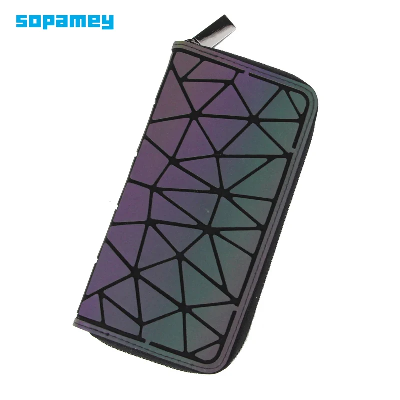 

Newest Geometric Wallet Women Long Clutch Wallet Luminous Wallets For Women Standard Zipper Wallets Noctilucent Purse Cards Bag
