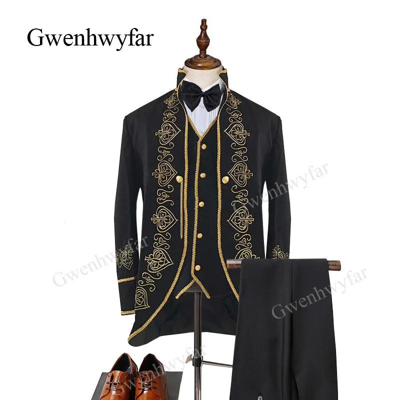 Gwenhwyfar 2018 новый мужской классический костюм из трех предметов с вышивкой