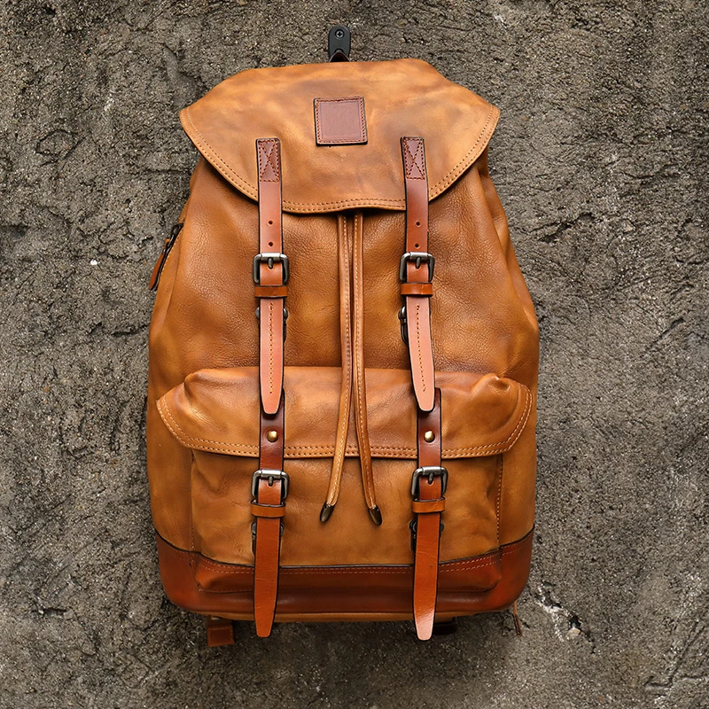 Grote Capaciteit Retro Schoudertas Militaire Stijl Reistas mannen Rugzak Luxe Mens Koe Lederen rugzak Grote Capaciteit Retro Schoudertas Militaire Stijl Reistas mannen Rugzak Luxe Mens Koe Lederen rugzak