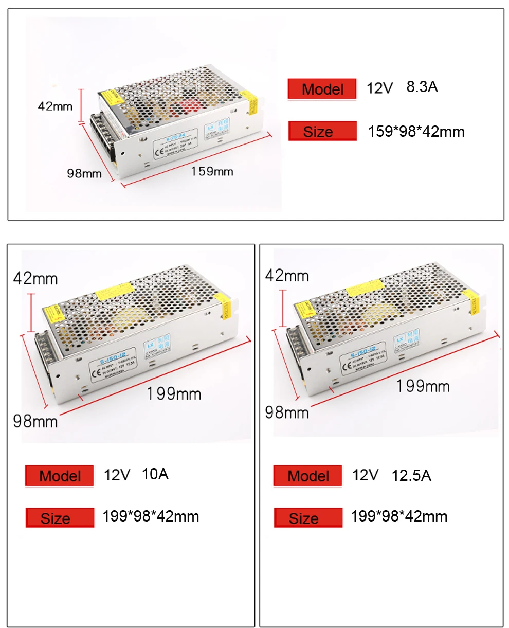 AC 110-240 V DC/DC 12V 1A 2A 3.2A 5A 8.3A 10A 12.5A 15A 20A 30A переключение Питание трансформаторы адаптер для Светодиодные ленты светильник