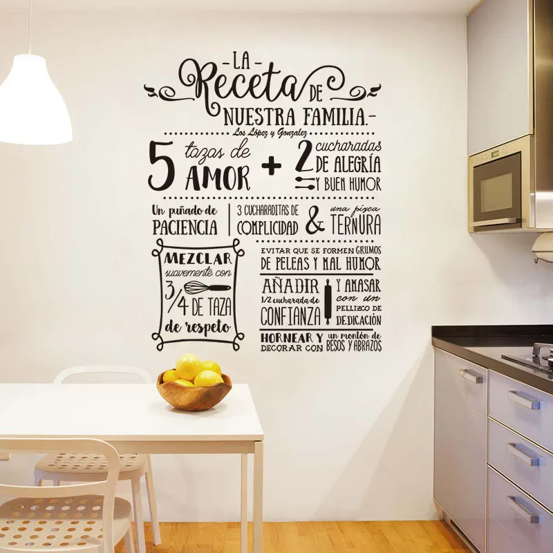 

Stickers La Receta Design Vinyl Wall Decal Mural Art Wallpaper Nuestra Familia Home Decor House Decoration Poster 58 cm x 74 cm