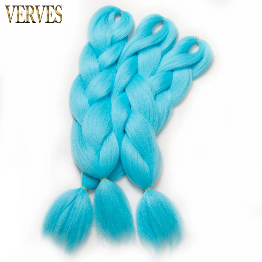 VERVES синтетические плетеные волосы для наращивания, 1 шт., 24 дюйма, 100 г/шт., высокотемпературное волокно, вязанное крючком, огромные косички, цвет пруэ