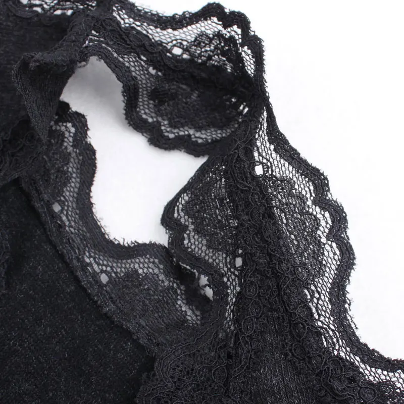 Lace knitted vest body thread all-match halter top sleeveless strap top female tank top autumn winter women camisole