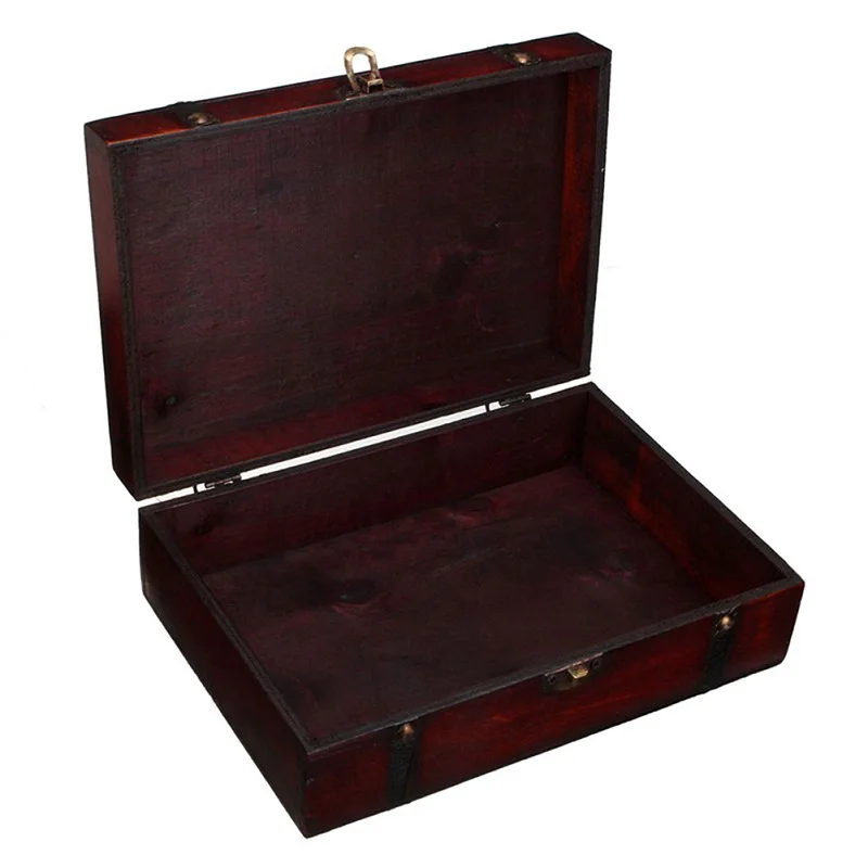 Настольная коробка для хранения, антикварная деревянная Бытовая коробка для хранения ювелирных изделий, подарочная коробка - Цвет: Красный