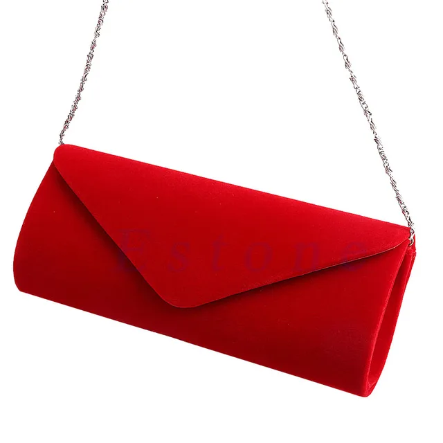 New 1Pc Ladies Velvet Evening Clutch Handbag Chain Bag Formal Chain Shoulder Tote Purse 4