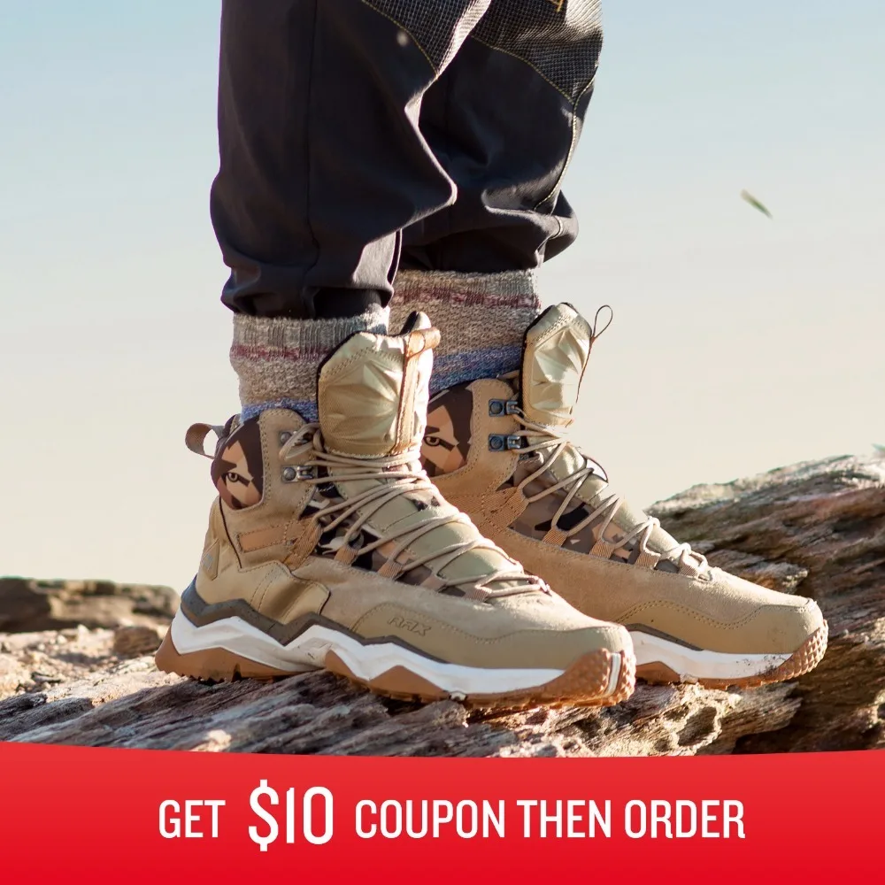 

RAX Men Hiking Shoes Mid-top Waterproof Outdoor Sneaker Men Leather Trekking Boots Trail Camping Climbing Hunting Sneakers Women