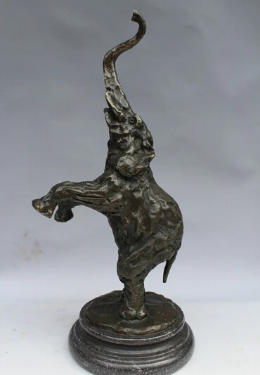 

free 15" lucky Chinese Western Bronze Auspicious Animal Elephant Heffalump Art Statue fast