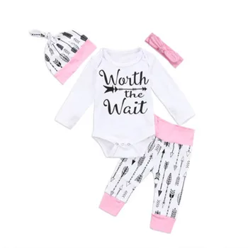 

Newborn Infant Baby Girl Clothes Romper Bodysuit +Pants Leggings +Hat Outfit Set