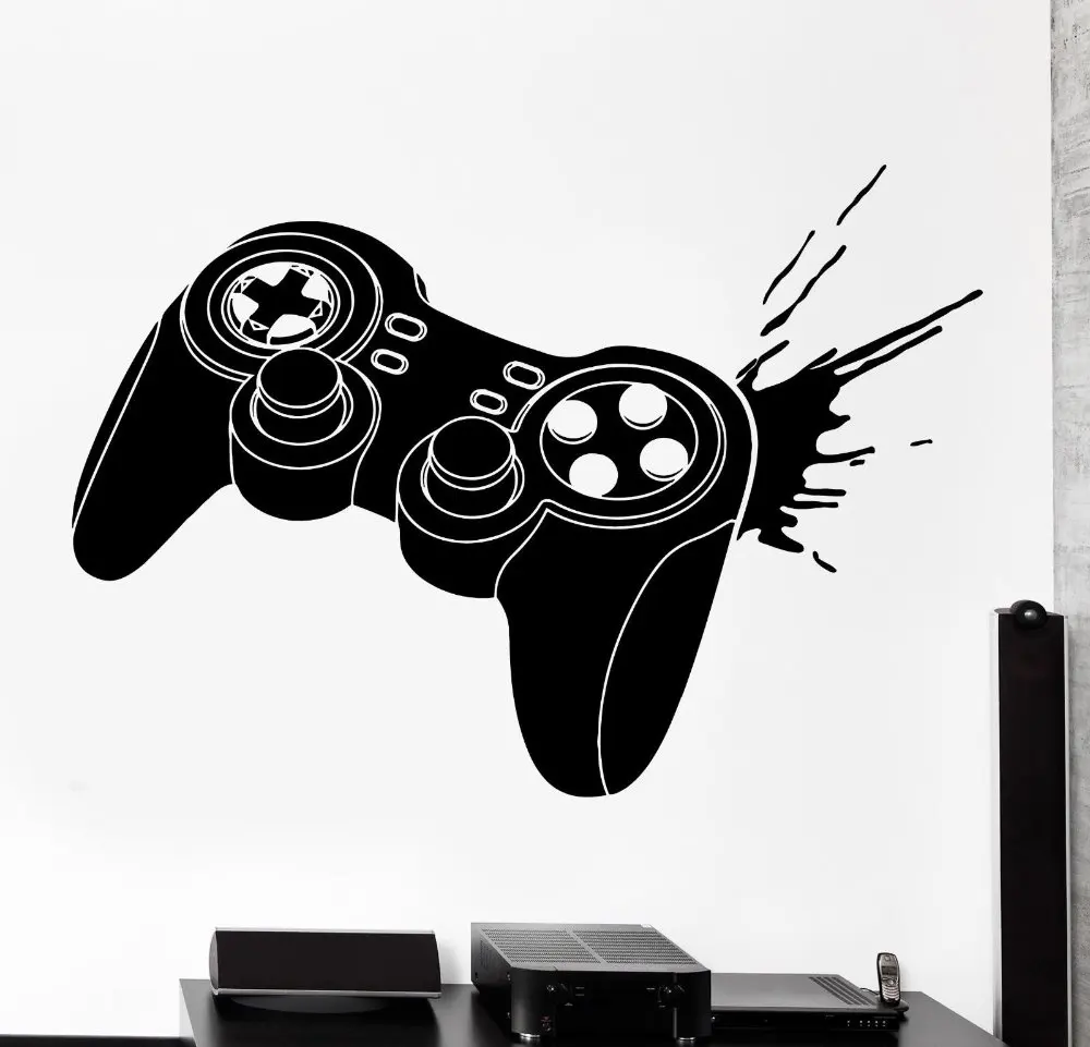 Gamer Vinyl Wall Sticker Gaming Joystick Joypad Controller Gamer Vinyl