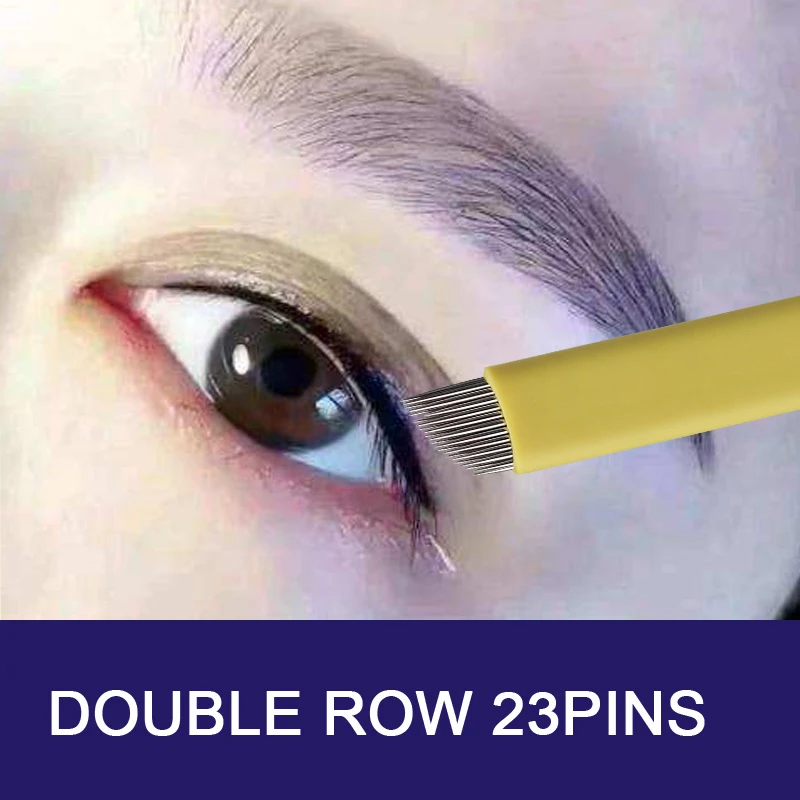 

Double Row 23pins Needle Tattoo Supplies Micro Needles Professional Permanent Make up Microblading Blade for Eyebrow 50pcs/lot