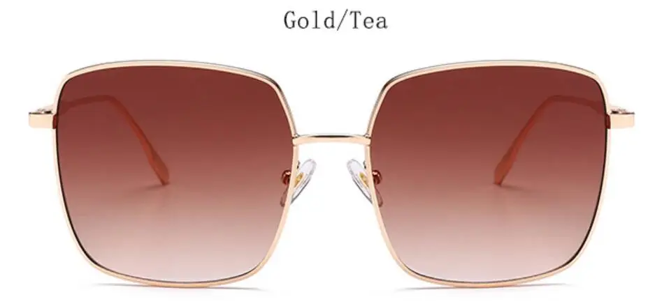 Металлические зеркальные Квадратные Солнцезащитные очки итальянские брендовые солнцезащитные очки Винтажные Солнцезащитные очки женские негабаритные Квадратные Солнцезащитные очки золотистые черные солнцезащитные очки мужские - Цвет линз: gold tea