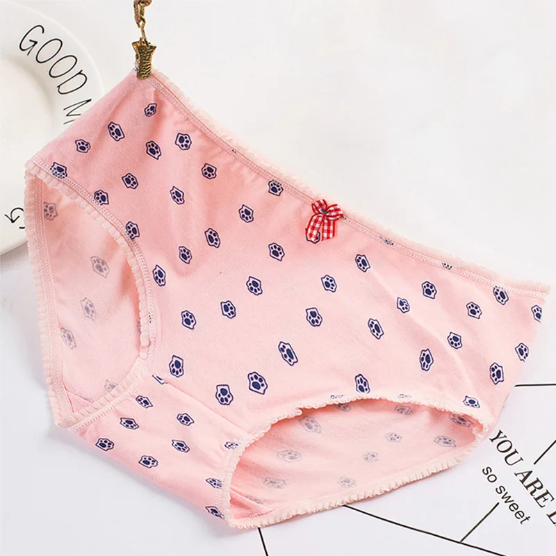 

Women's Panties Cartoon Pattern Girl Briefs Female Fruit Bowknot Printing Underwear Cute Lingerie Ladies Underpants 2019