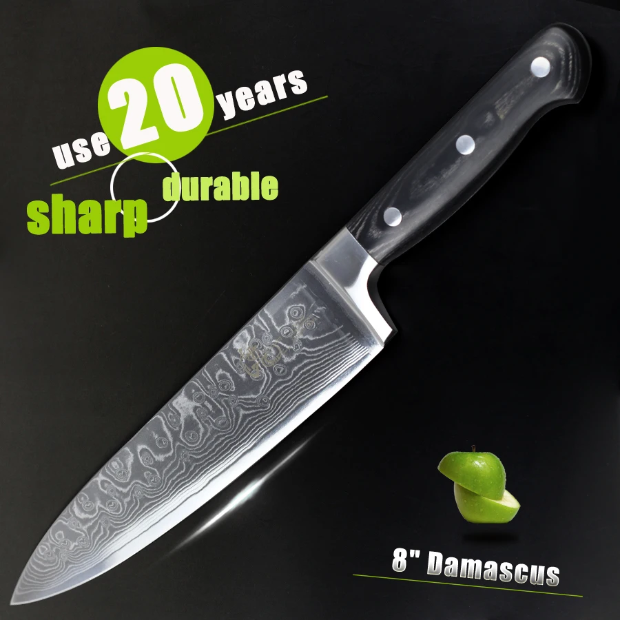 8"inch Damascus kitchen knives Japanese stainless steel sashimi meat