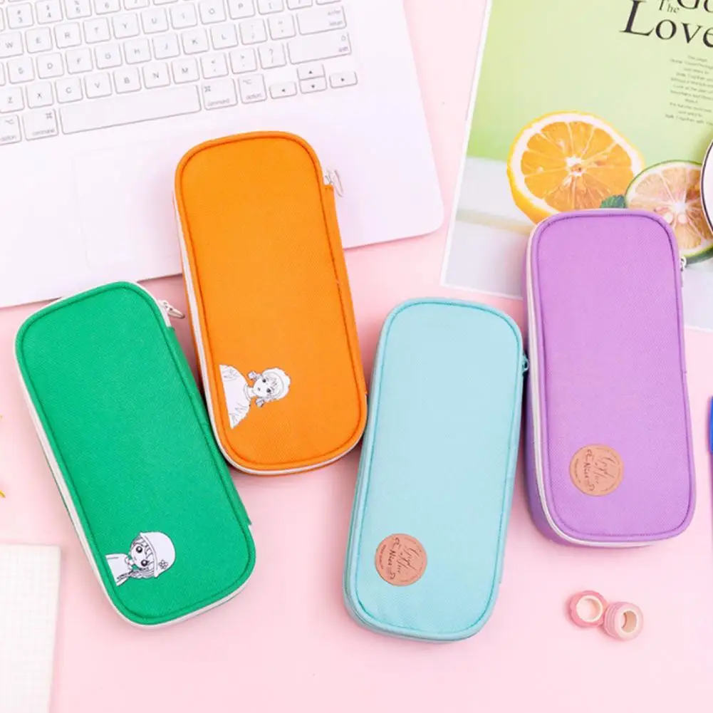 Kawaii Big Pencil Case Zipper Large Capacity Cute Pencil Box Portable Storage Bag School Supplies Multifunctional Stationery Box