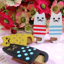 Япония Стиль очаровательный деревянный прищепка в форме кошки, комплект с изображением милых кошечек и сумка клип, 4 вида конструкций в 1 комплект, 80 шт.(20 комплектов/лот для украшение для вечеринки